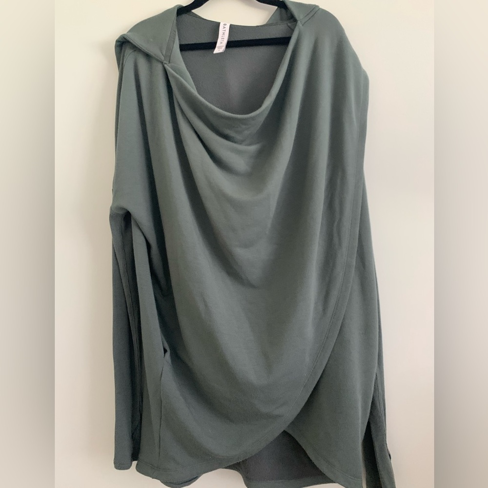Athleta wrap front , hooded poncho style in excellent condition . Size small